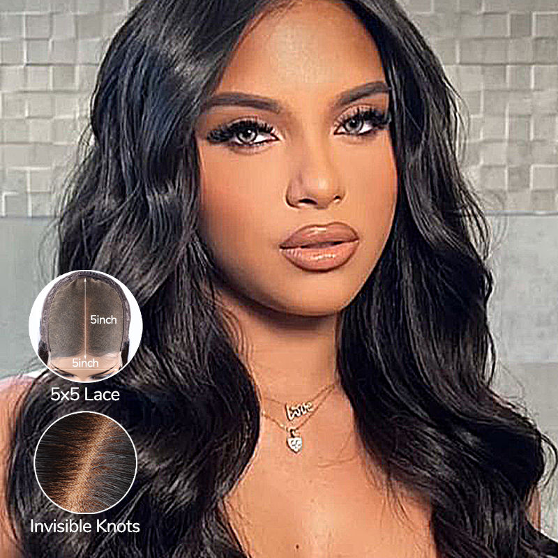 5x5 HD Pre-Bleached Lace 3D Body Wave Closure Wig