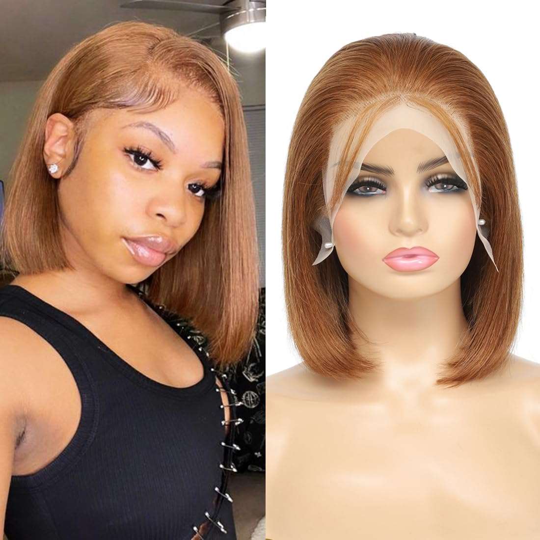 Chocolate Brown Bob Wig - 100% Virgin Straight 13x4 Lace Frontal