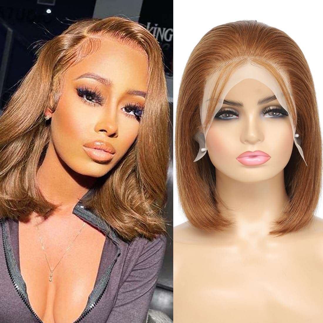 Chocolate Brown Bob Wig - 100% Virgin Straight 13x4 Lace Frontal