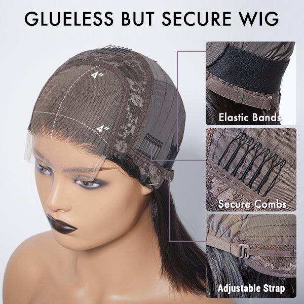Glueless Silky Blunt Cut 4x4 Closure Bob Wig