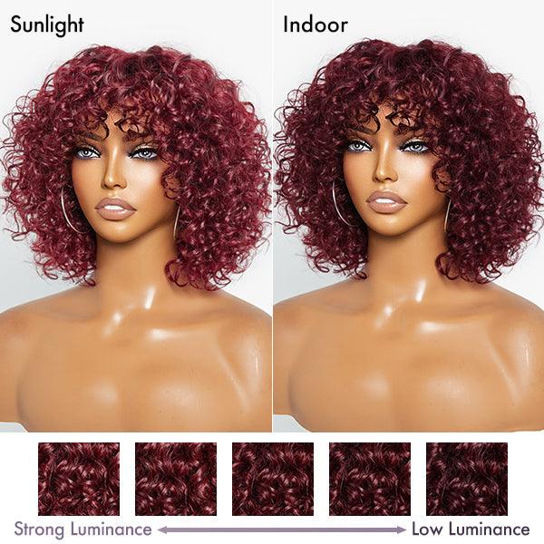 Dark Red Curly Minimalist Lace Wig