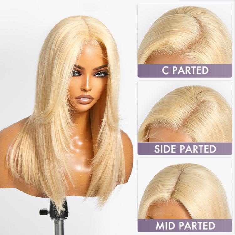 Blonde 613 Curtain Bangs 5x5 Closure Wig
