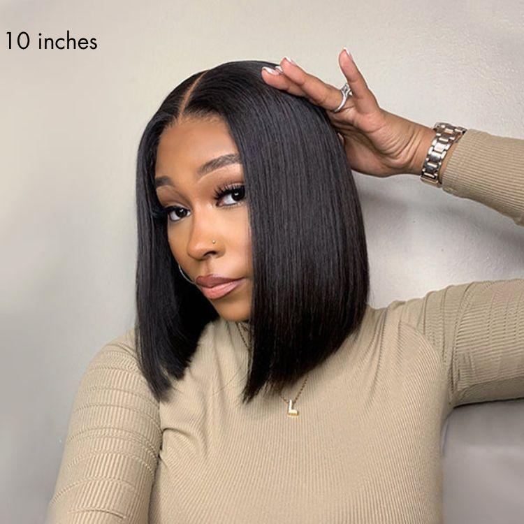 Glueless Silky Blunt Cut 4x4 Closure Bob Wig