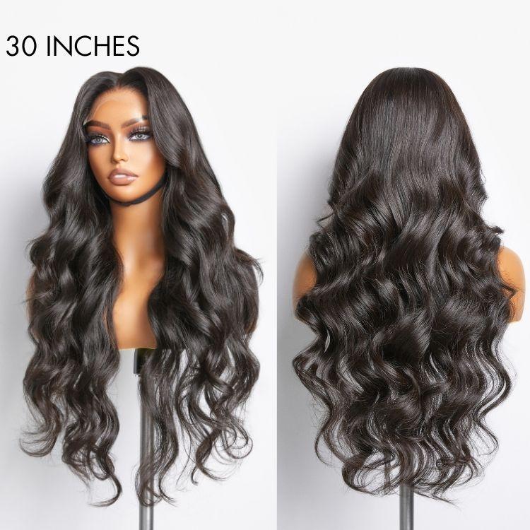 Luvme Hair 180% Density Natural Black Loose Body Wave 5x5 Closure HD Lace Glueless Mid Part Long Wig