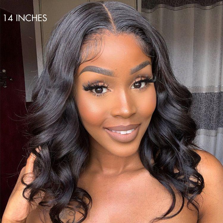 Luvme Hair 180% Density Natural Black Loose Body Wave 5x5 Closure HD Lace Glueless Mid Part Long Wig