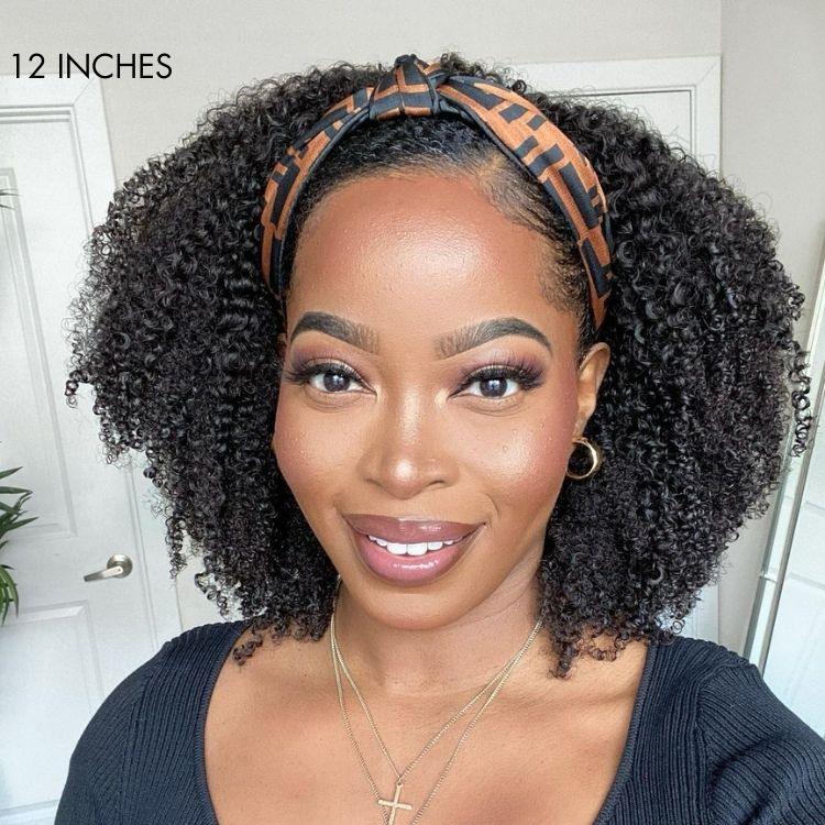 Natural Black Jerry Curly Headband Wig