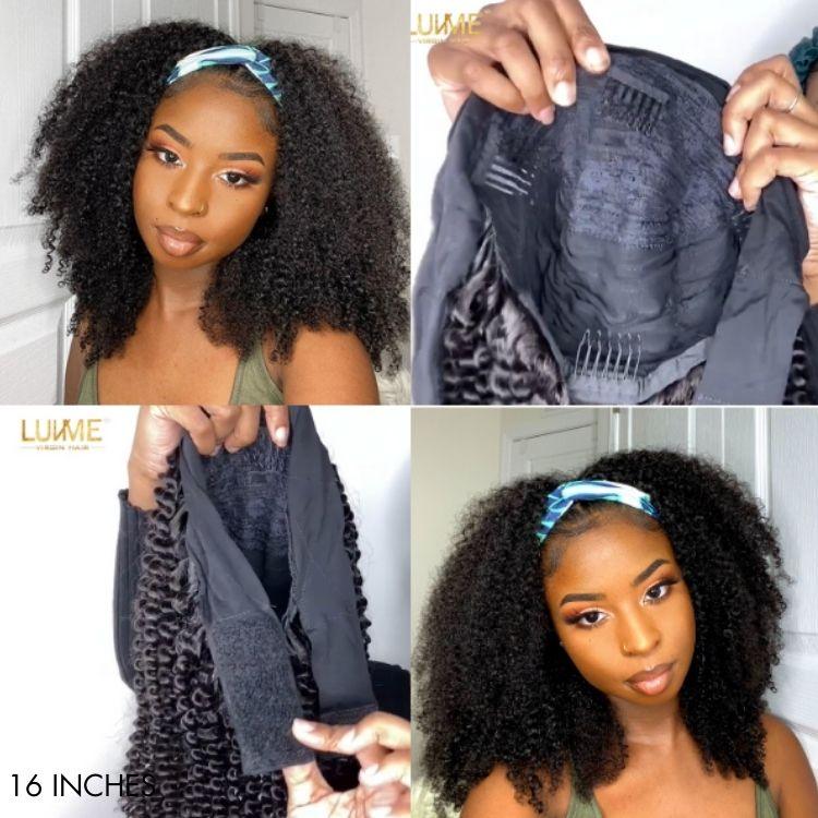 Natural Black Jerry Curly Headband Wig
