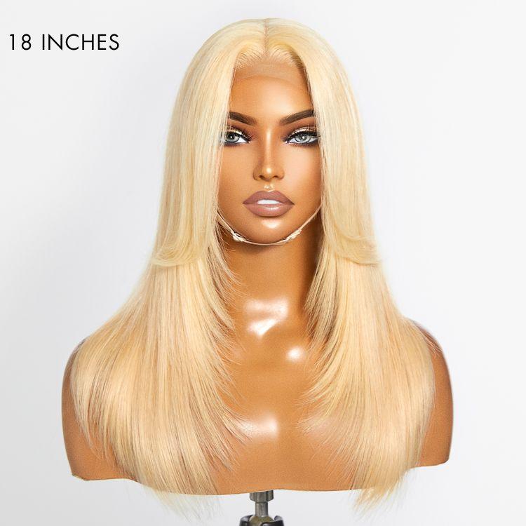 Blonde 613 Curtain Bangs 5x5 Closure Wig
