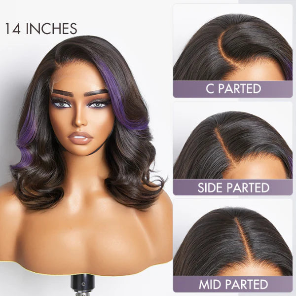 Limited Design  Purple Highlights Loose Wave Glueless 5x5 Closure HD Lace Wig