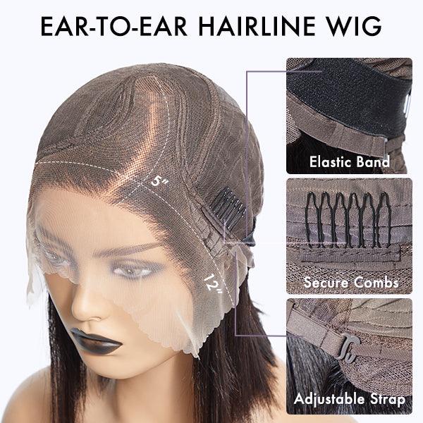 Ombre Blonde Highlight Silky Straight Glueless Ear-to-ear Lace Bob Wig
