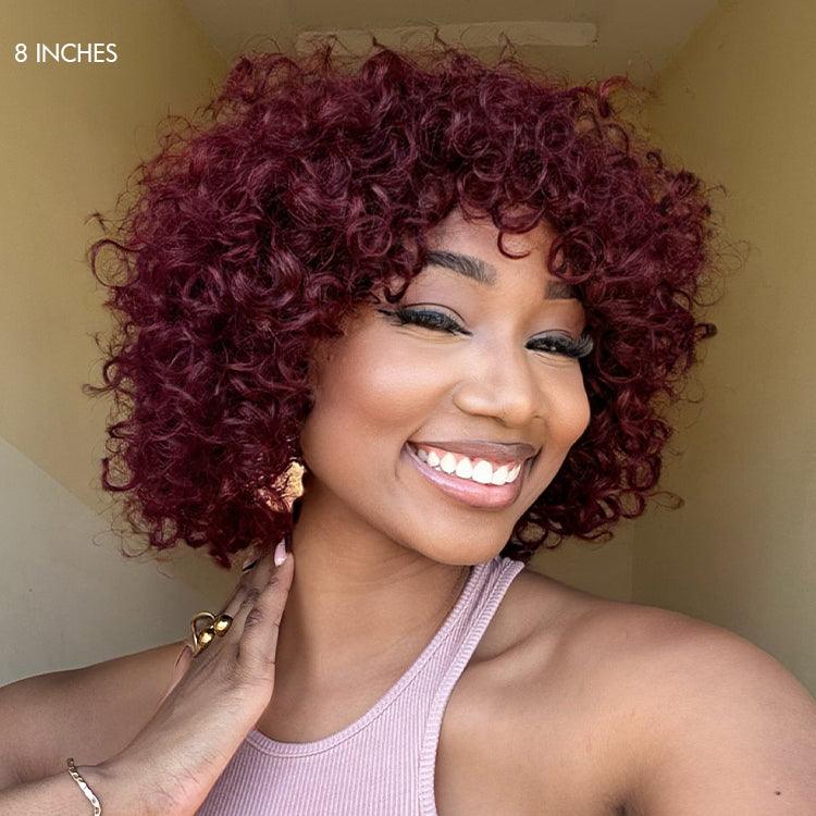 Dark Red Curly Minimalist Lace Wig