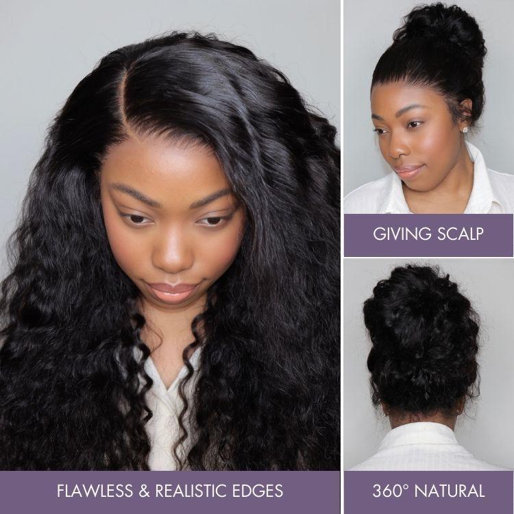 Water Wave Human Hair 360 Lace Long Wig