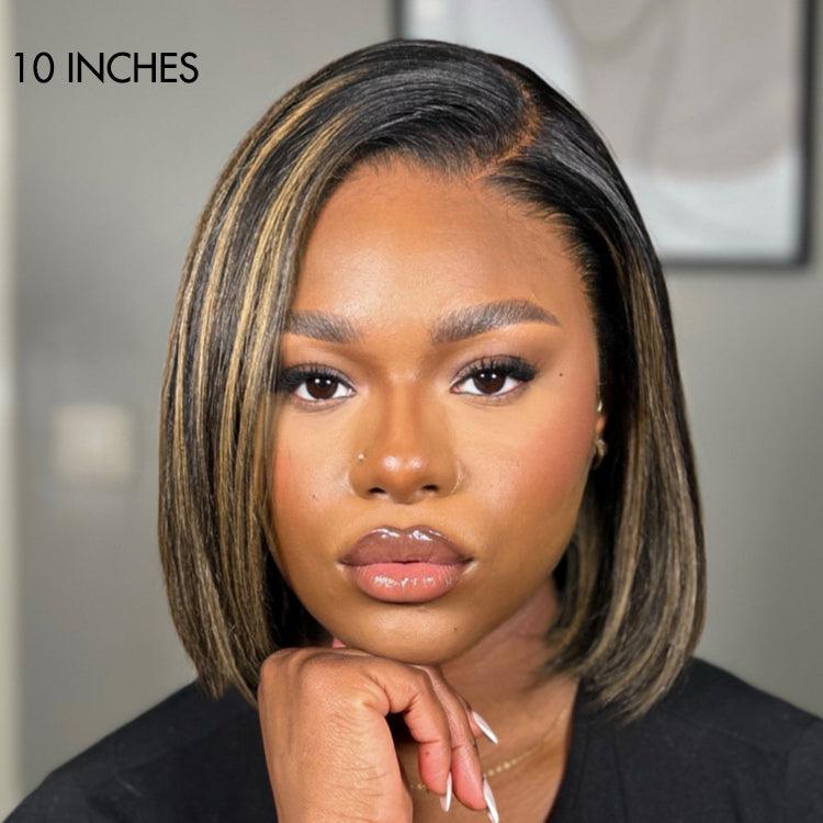 Ombre Blonde Highlight Silky Straight Glueless Ear-to-ear Lace Bob Wig