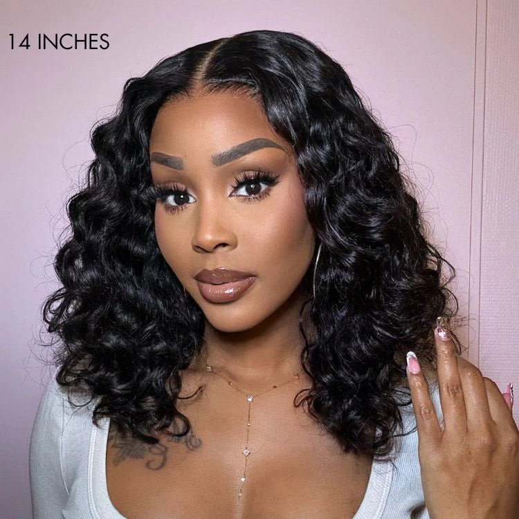 PartingMax Glueless Wig Water Wave Versatile 7x6 Closure HD Lace Short Wig Ready to Go
