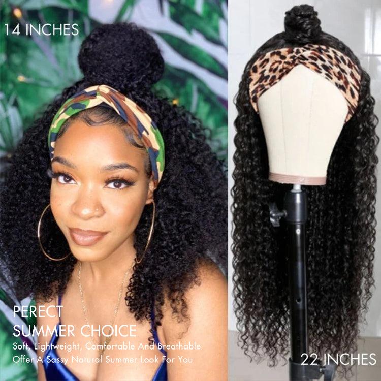 Natural Black Jerry Curly Headband Wig