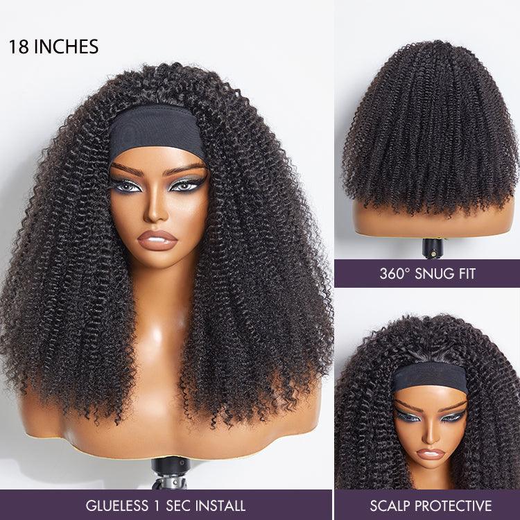 Natural Black Jerry Curly Headband Wig