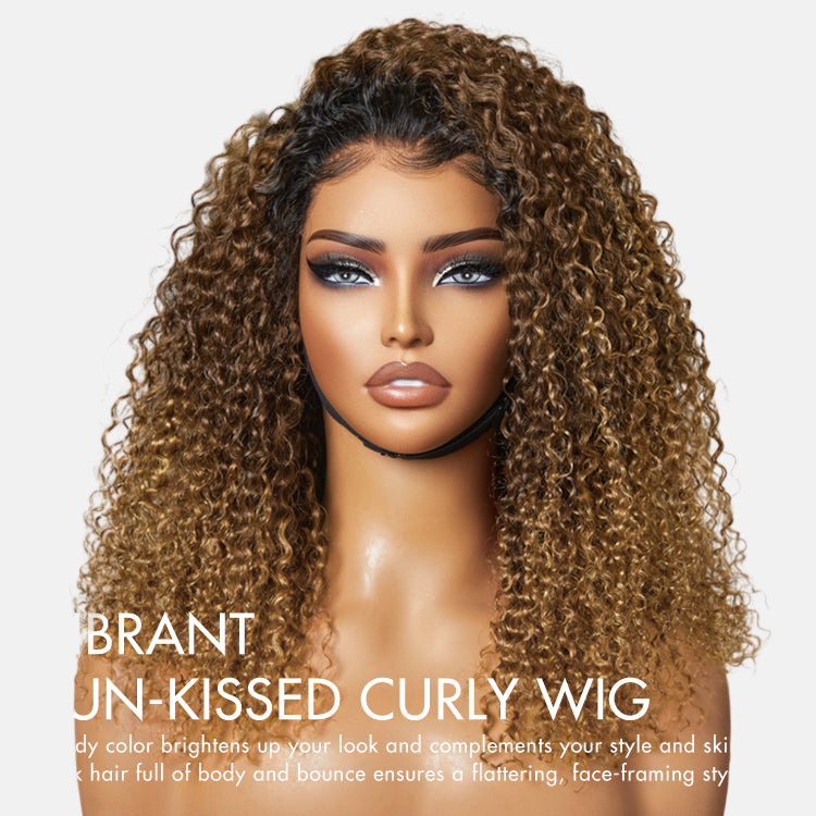 Sun-kissed Ombre Blonde Kinky Curly Wig - Gleamura