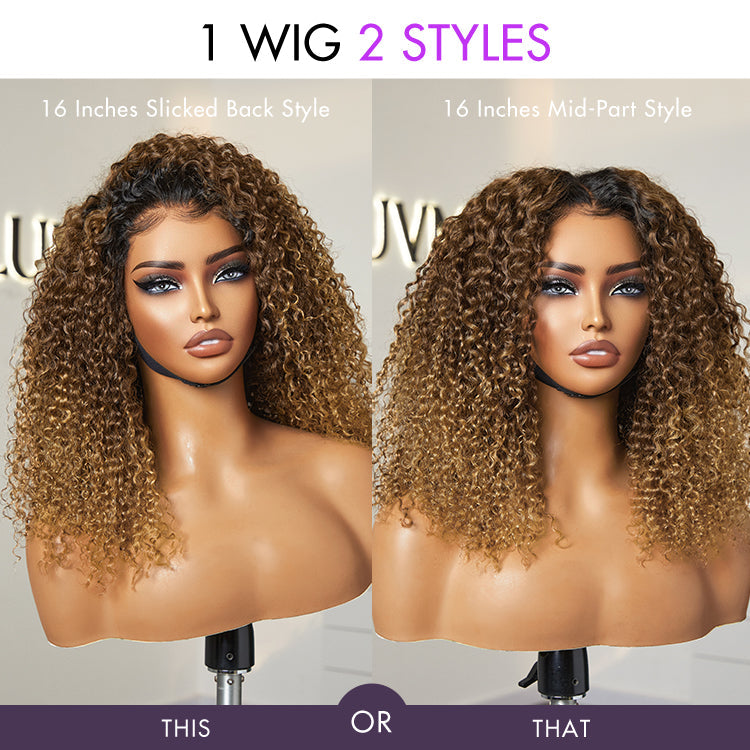 Sun-kissed Ombre Blonde Kinky Curly Wig