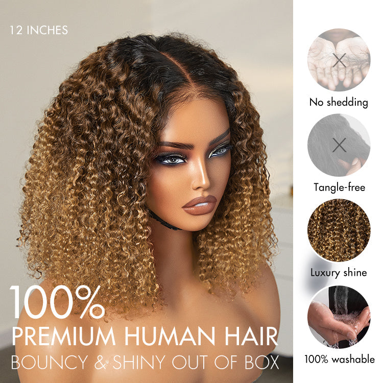 Sun-kissed Ombre Blonde Kinky Curly Wig