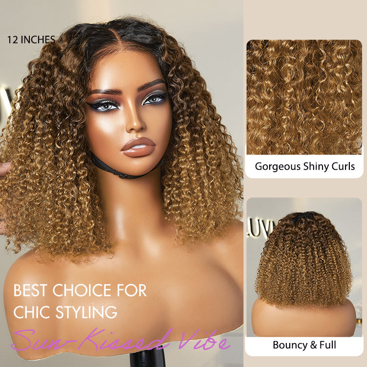 Sun-kissed Ombre Blonde Kinky Curly Wig