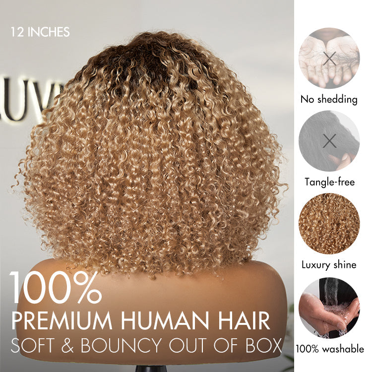 Ombre Ash Blonde Kinky Curly Wig