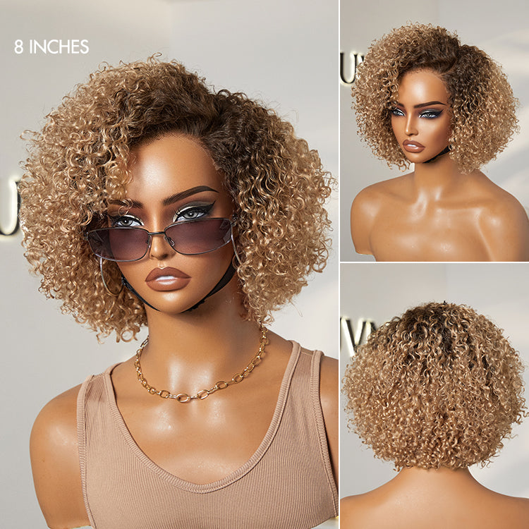Ombre Ash Blonde Kinky Curly Wig