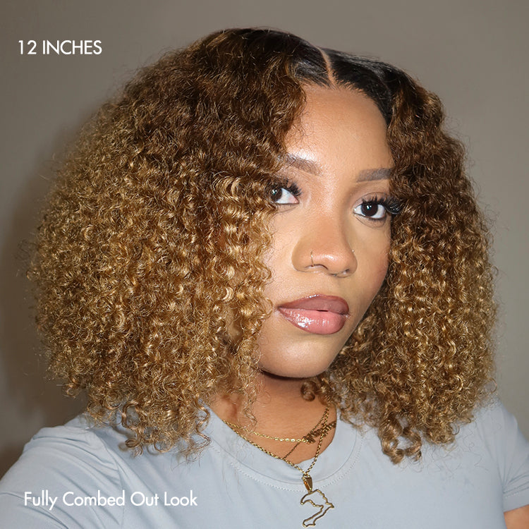 Sun-kissed Ombre Blonde Kinky Curly Wig