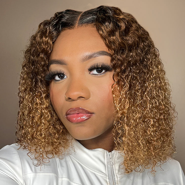 Sun-kissed Ombre Blonde Kinky Curly Wig