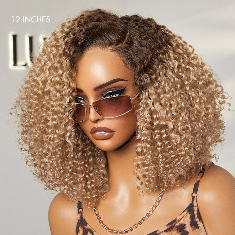 Ombre Ash Blonde Kinky Curly Wig