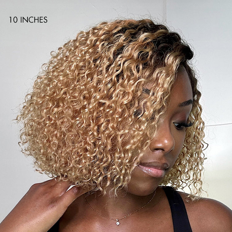 Ombre Ash Blonde Kinky Curly Wig