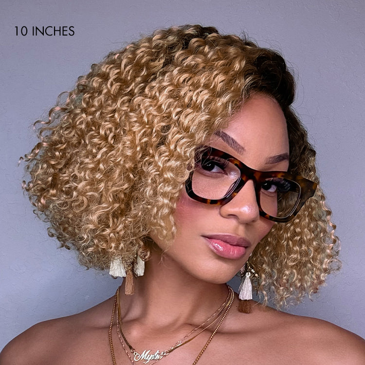 Ombre Ash Blonde Kinky Curly Wig