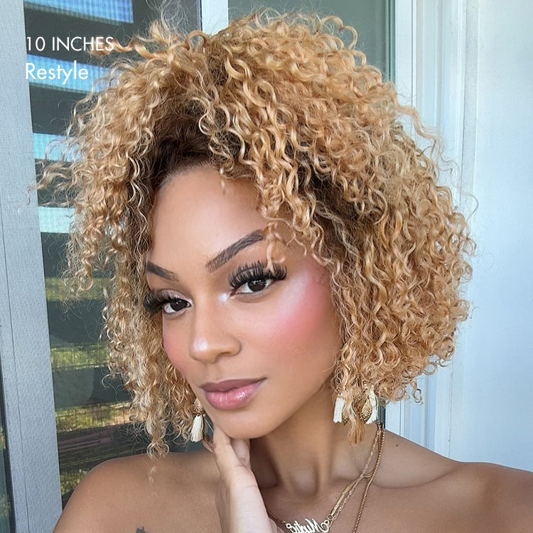 Ombre Ash Blonde Kinky Curly Wig