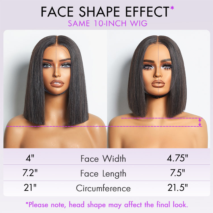 Glueless Silky Blunt Cut 4x4 Closure Bob Wig