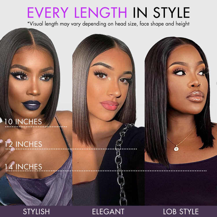 Glueless Silky Blunt Cut 4x4 Closure Bob Wig
