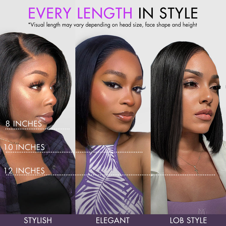 Natural Black Blunt Cut Straight Bob Wig