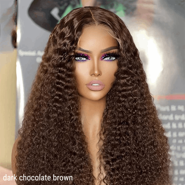 Chocolate Brown Curly Human Hair Wig