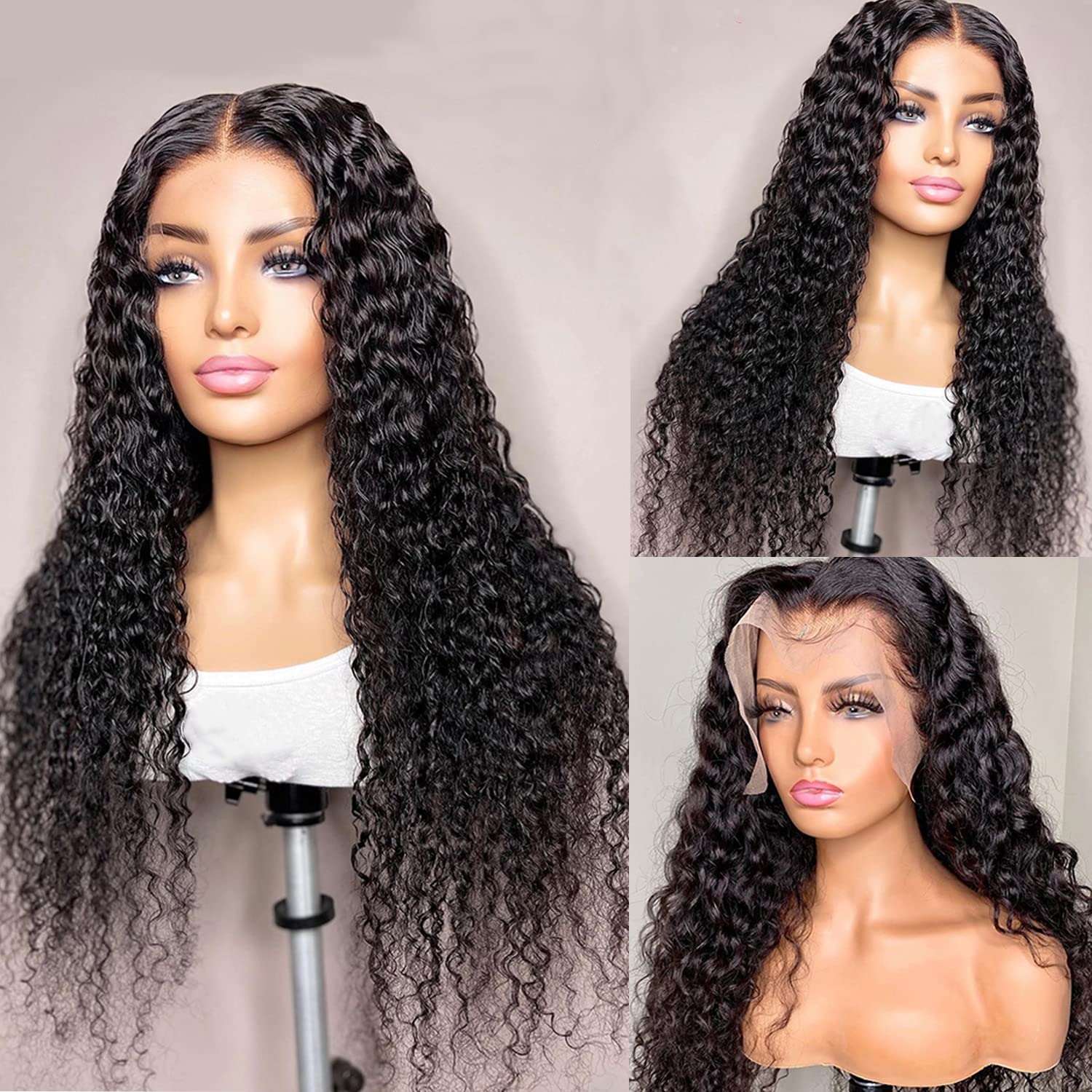 Deep Wave 4x4 Frontal Lace Mid Part Long Wig