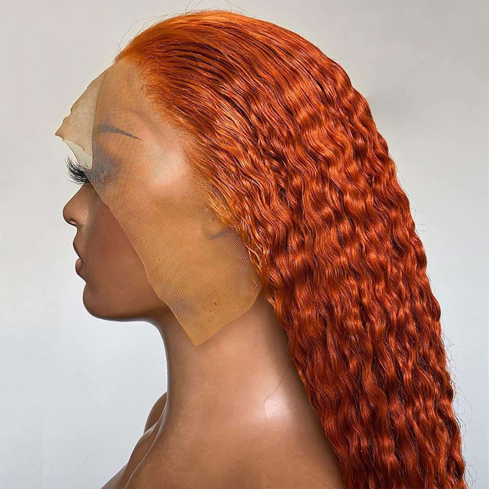 Orange Curly Lace Front Wig Water Wave 13x4