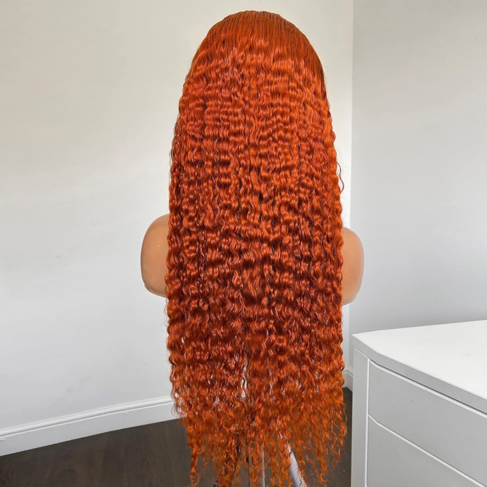 Orange Curly Lace Front Wig Water Wave 13x4