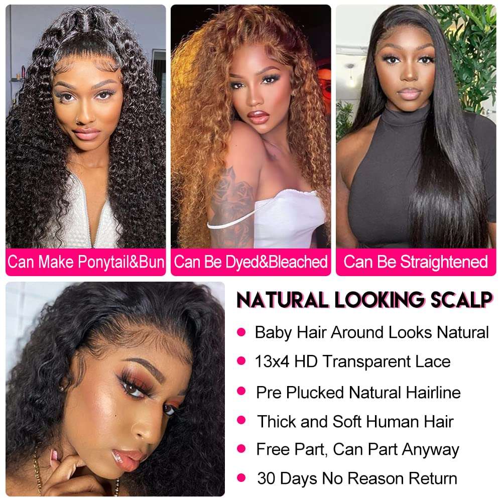 Deep Wave 4x4 Frontal Lace Mid Part Long Wig