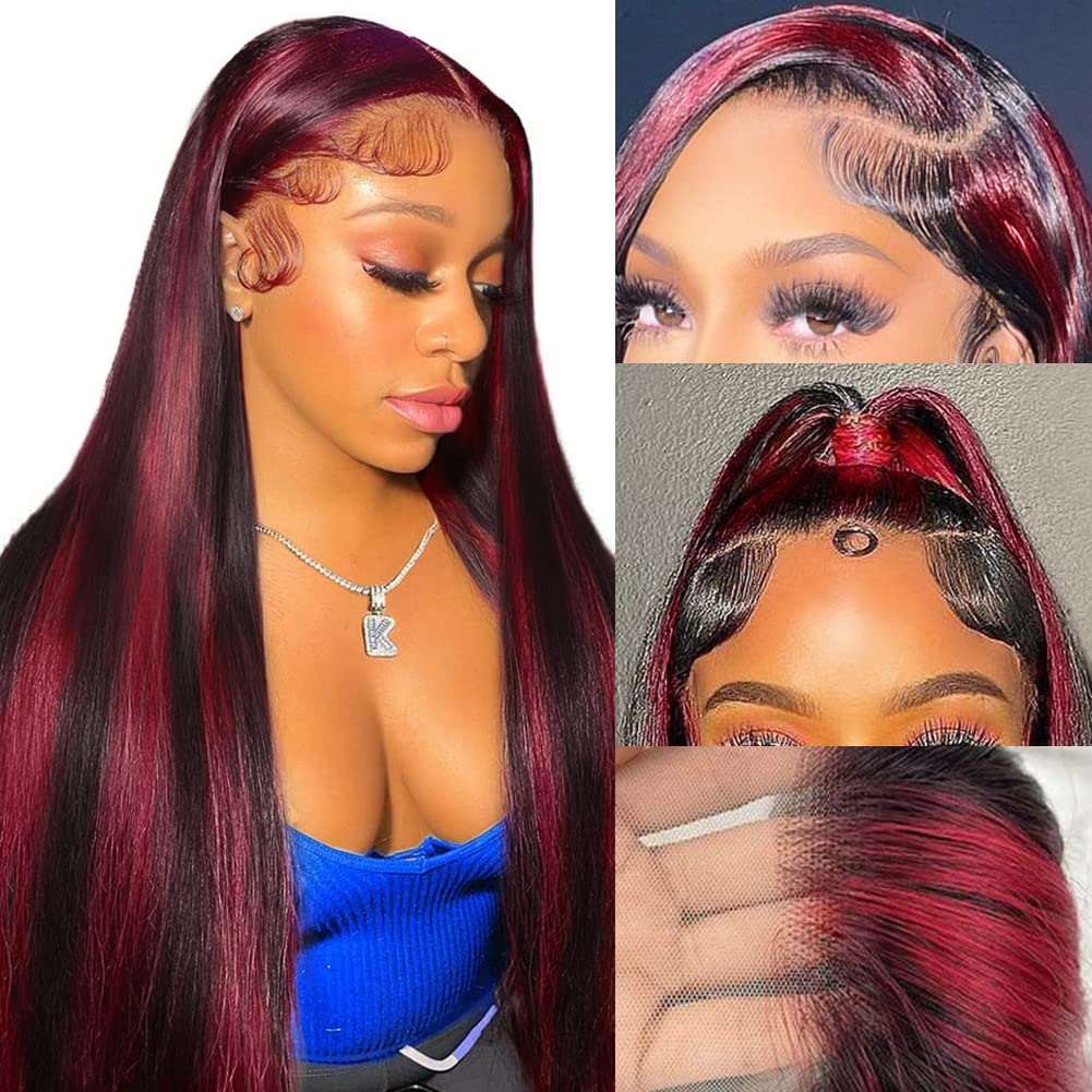 Highlight Red Lace Front Wig Human Hair