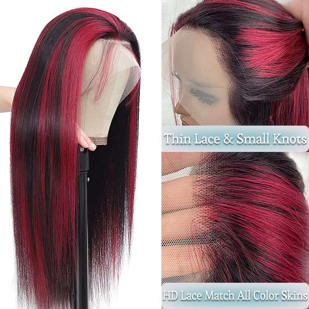 Highlight Red Lace Front Wig Human Hair