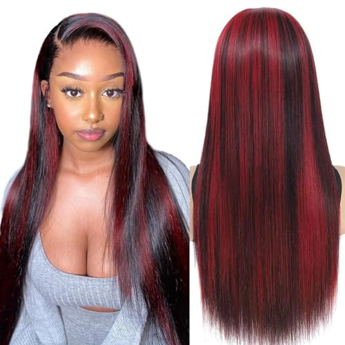 Highlight Red Lace Front Wig Human Hair