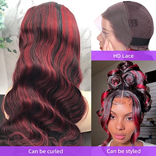 Highlight Red Lace Front Wig Human Hair