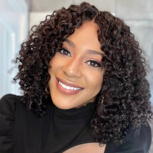 Kinky Curly Minimalist HD Lace Glueless Mid Part Short Wig 100% Human Hair