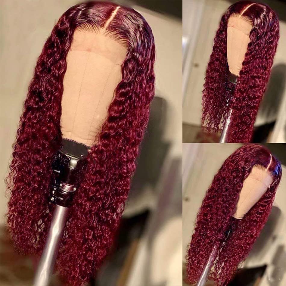 Wine Ombre 180% Deep Wave Lace Closure Wig