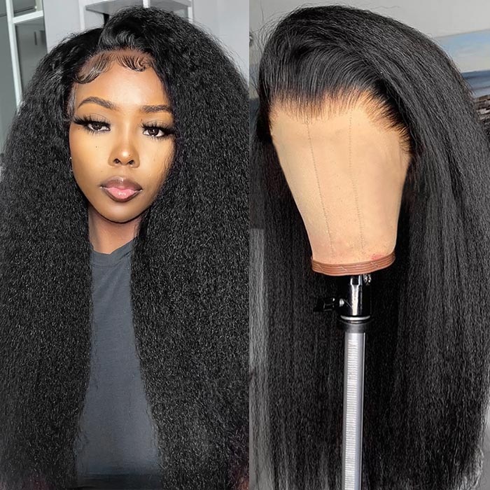 Modern Remy Human Hair Yaki Straight Lace Front Wigs