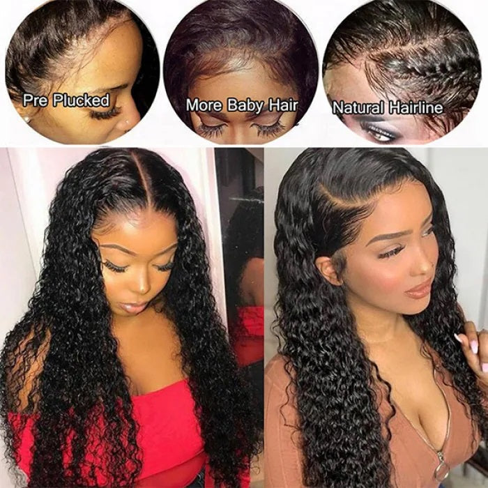 Modern Show 180% Density Curly Glueless Lace Closure Wigs Human Hair For Women