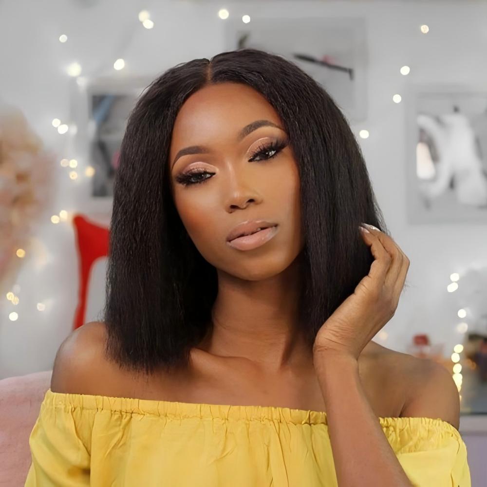 Kinky Straight Hair V Part Wig
