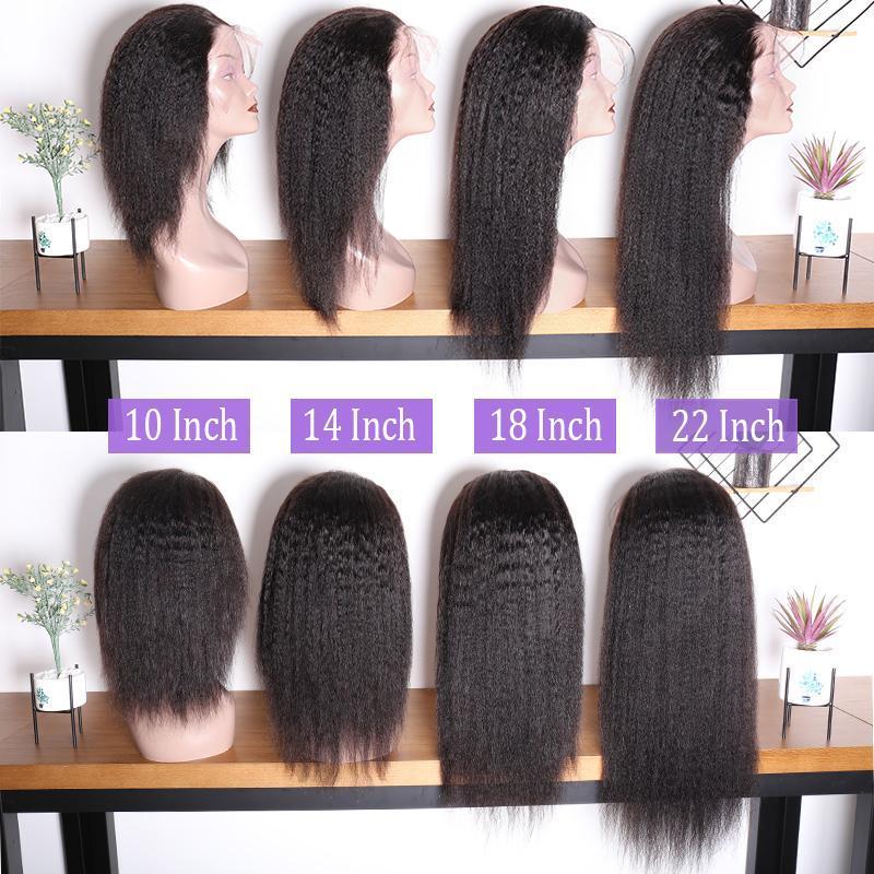 Modern Remy Human Hair Yaki Straight Lace Front Wigs